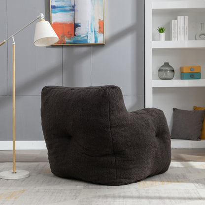 Soft Teddy Tufted Foam Bean Bag Chair, Dark Gray