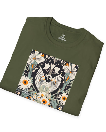 White Bird with Flowers, Soft 100% Cotton T-Shirt, Unisex, Short Sleeve, Classic Fit