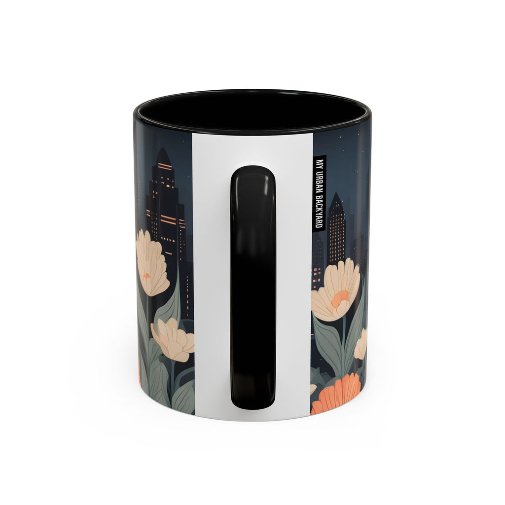 Cityscape Floral Accent Coffee Mug, Gift for Animal Lovers, Vintage Style, Perfect for Any Occasion