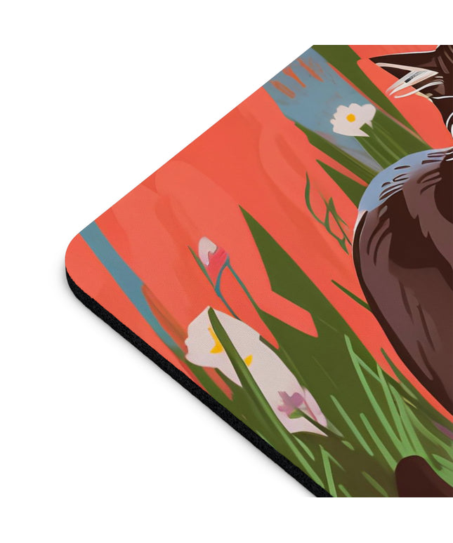 Cat with Wildflowers, Computer Mouse Pad - for Home or Office