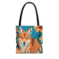 Coyote with Flowers Tote Bag with Cotton Handles For Everyday Use, 3 Sizes