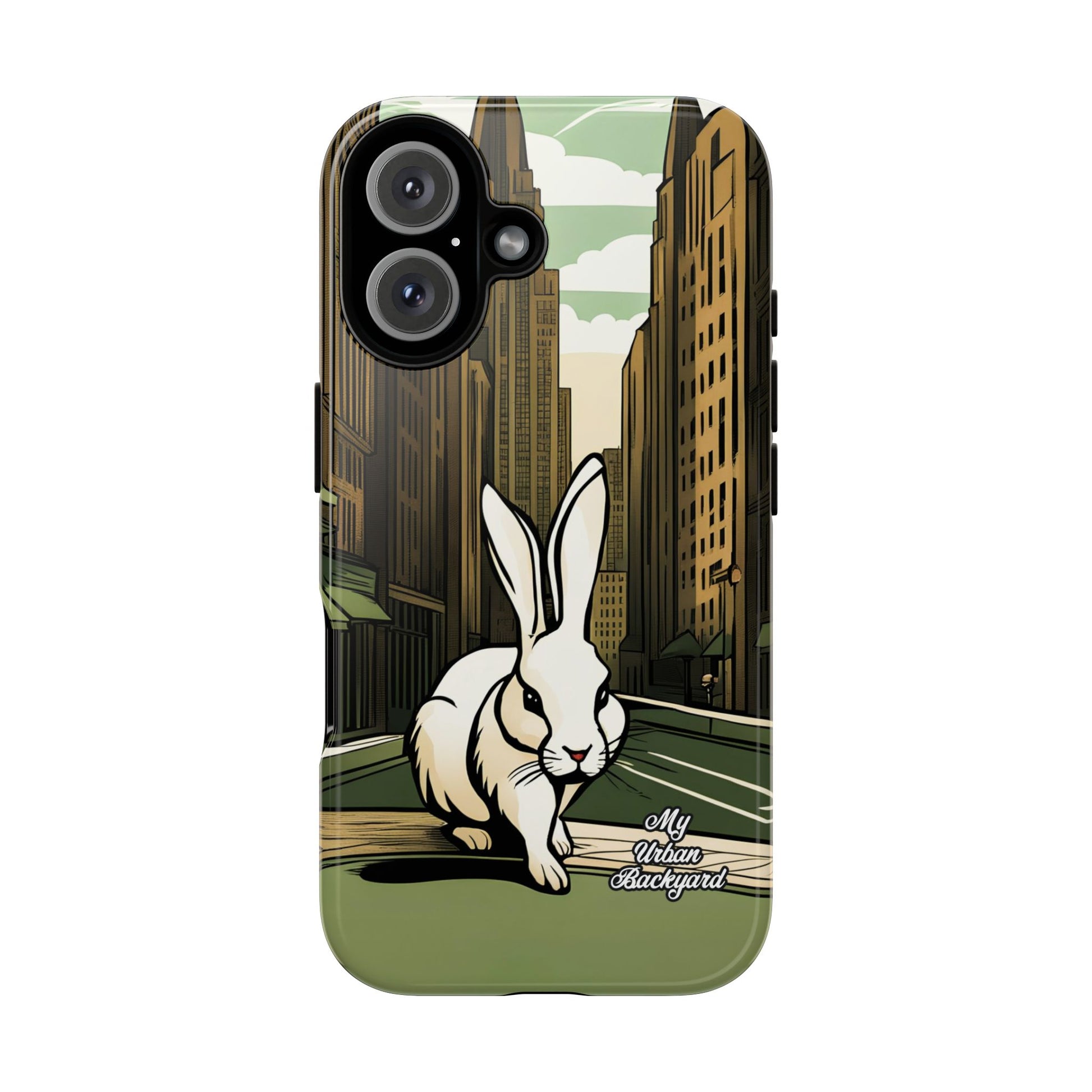 White Rabbit on a City Street, Cell Phone Case - Apple, Samsung, or Google Pixel