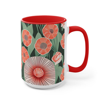 Art Deco Flowers, Ceramic Mug - Perfect for Coffee, Tea, and More!