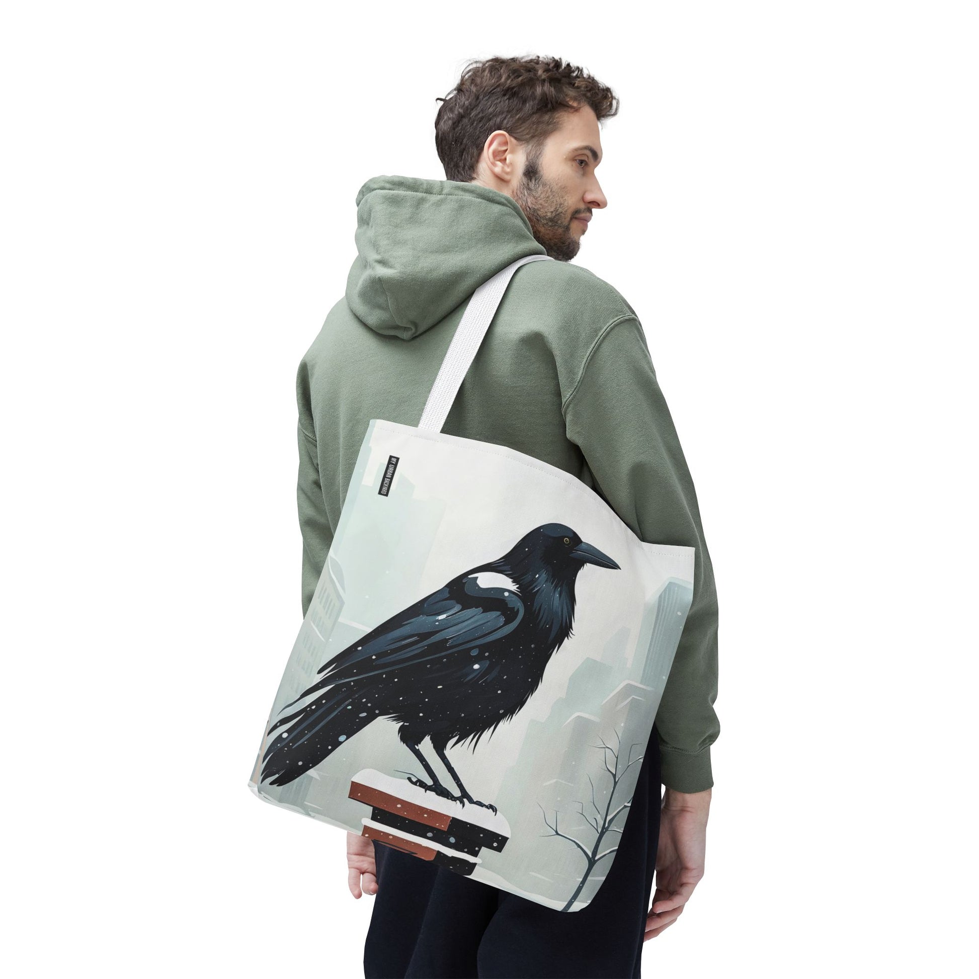 Winter Crow Tote Bag with Cotton Handles For Everyday Use, 3 Sizes