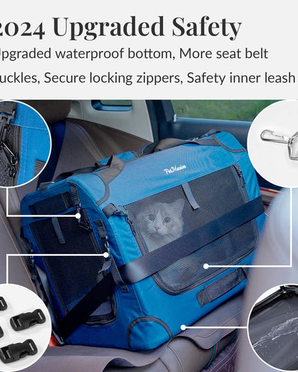 PetMasion Extra Large Cat Carrier for 2 Cats, Collapsible Soft Sided Pet XL Crate for Large Mudium Big Cat 20lbs+, Car Travel Portable Bag for Long Trips Ride 24"x16.5"x16.5"