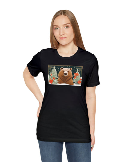 Art Deco Holiday Bear, Soft 100% Jersey Cotton T-Shirt, Unisex, Short Sleeve, Retail Fit