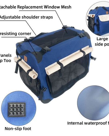 Purrpy Large Cat Carrier 24x16.5x16.5in Soft-Sided Portable Folding Small Medium Dog Pet Carrier, with Comfortable Mat, Indoor & Outdoor Travel Collapsible Cat & Dog Crate