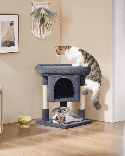 Yaheetech 23.5in Cat Tree Tower, Cat Condo with Sisal-Covered Scratching Posts, Cat House Activity Center Furniture for Kittens, Cats and Pets - Dark Gray