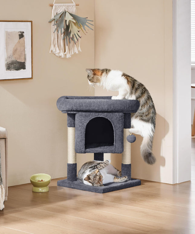 Yaheetech 23.5in Cat Tree Tower, Cat Condo with Sisal-Covered Scratching Posts, Cat House Activity Center Furniture for Kittens, Cats and Pets - Dark Gray