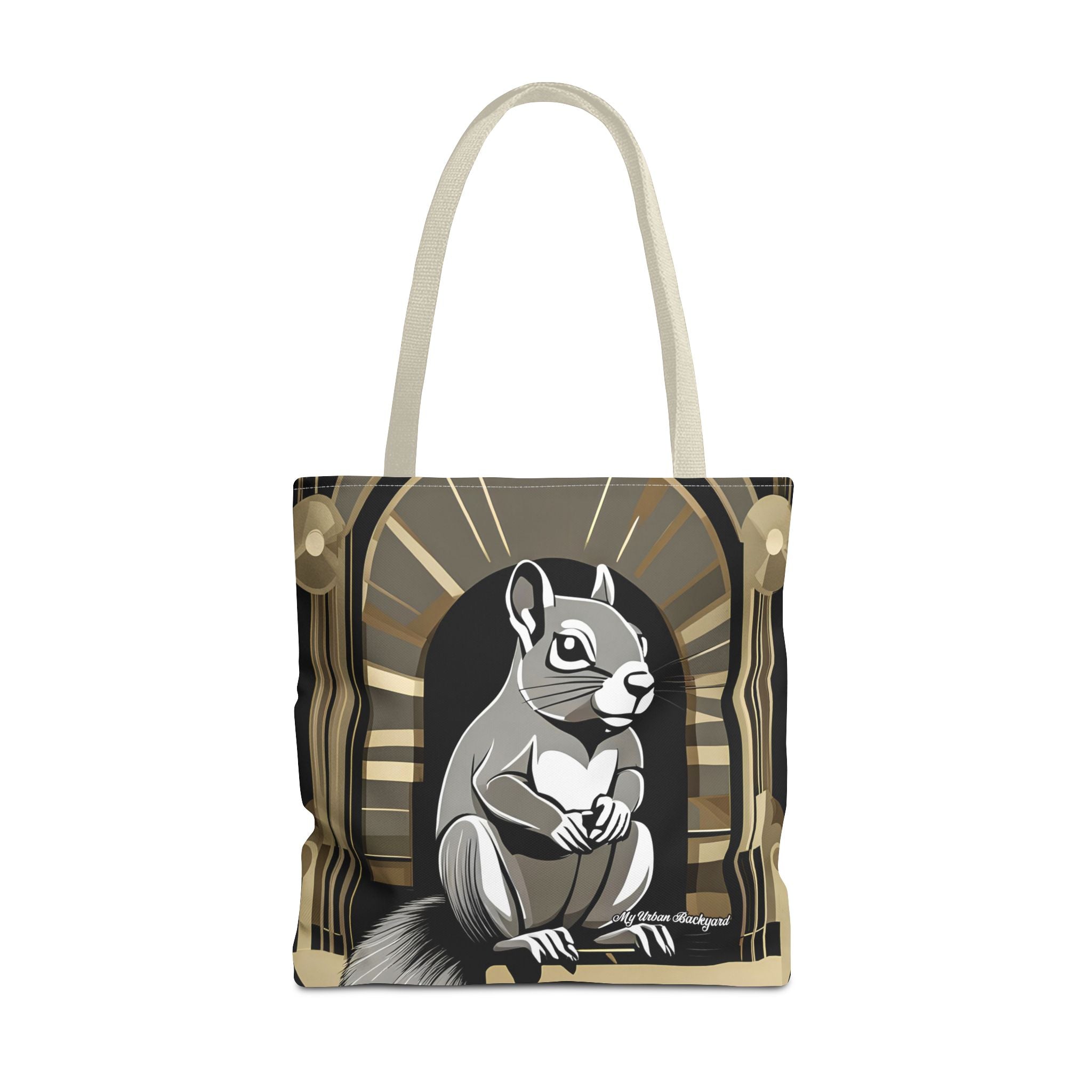 Art Deco Squirrel, Tote Bag with Cotton Handles For Everyday Use, 3 Sizes