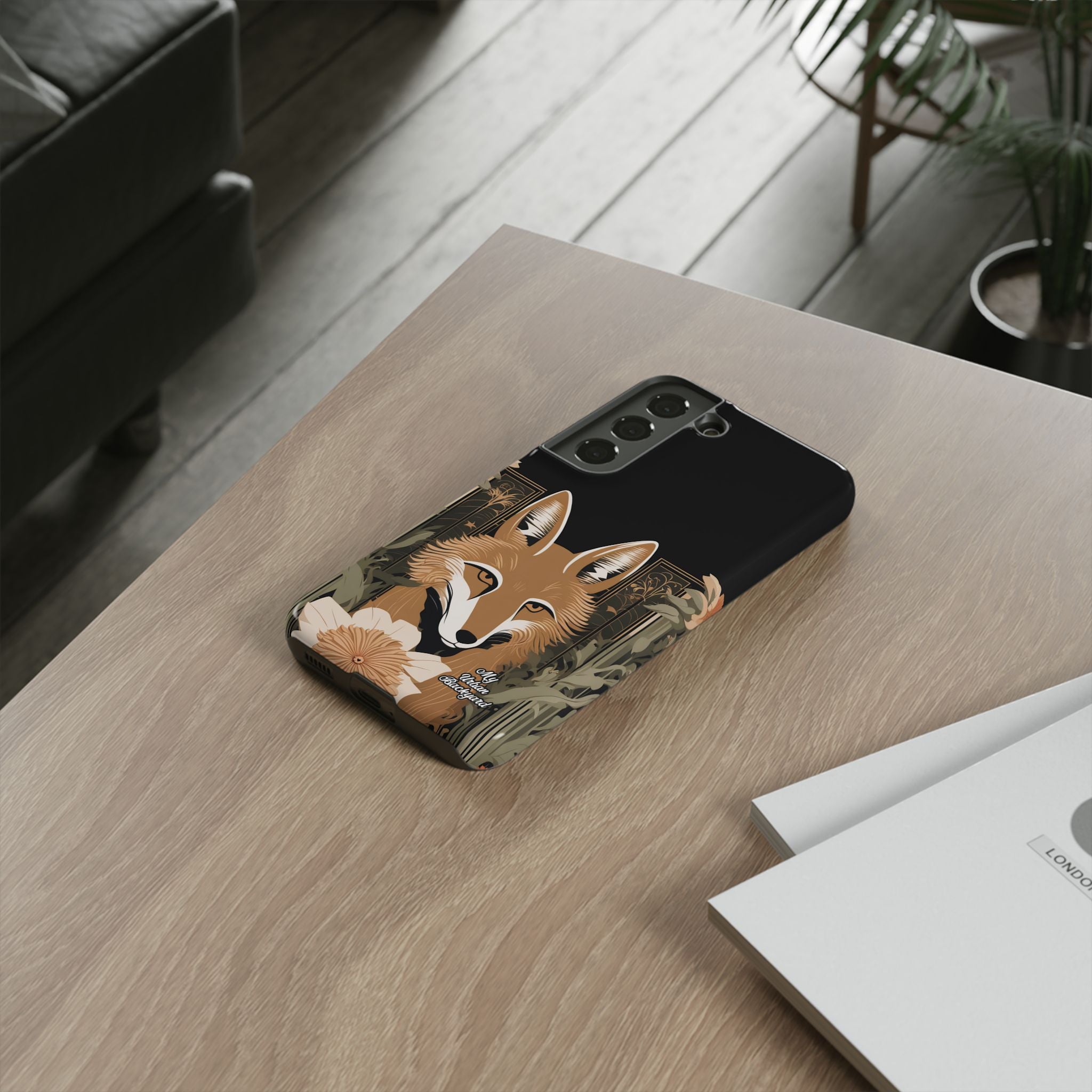 Art Deco Coyote with Flower, Cell Phone Case - Apple, Samsung, Google Pixel