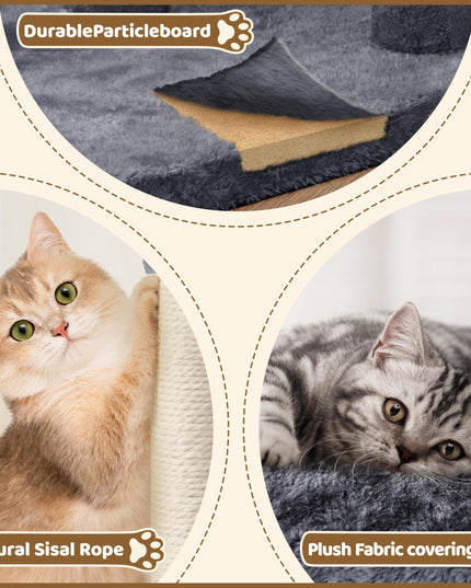 Yaheetech 23.5in Cat Tree Tower, Cat Condo with Sisal-Covered Scratching Posts, Cat House Activity Center Furniture for Kittens, Cats and Pets - Dark Gray