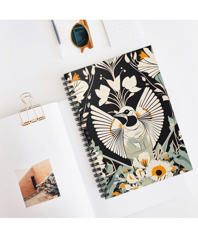 White Bird with Flowers, Spiral Notebook Journal - Write in Style