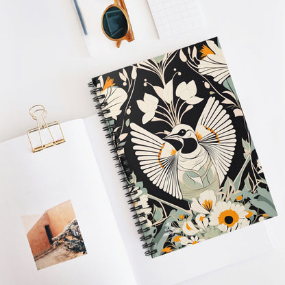 White Bird with Flowers, Spiral Notebook Journal - Write in Style
