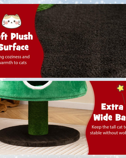 PETSITE 60 inch Christmas Cat Tree, Cute Cat Tower with 2 Condos, Sisal Scratching Posts, Spring Toy, Removable Beds, Modern Holiday Cat Tree Tower for Indoor Cats