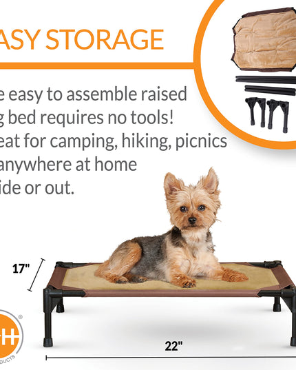 K&H Pet Products Comfy Pet Cot Elevated Pet Bed Chocolate/Tan Small 22 X 17 X 7 Inches