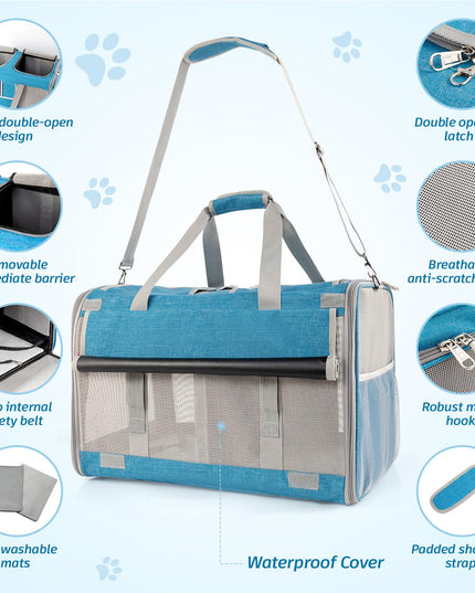 Sedioso Large Cat Carrier for 2 Cats, 24x 14x 16in Pet Carrier for Cat and Dog Up to 40lbs, All-Sided Mesh Large Cat Carrier with Great Ventilation, Portable Soft Sided Pet Carrier for Traveling
