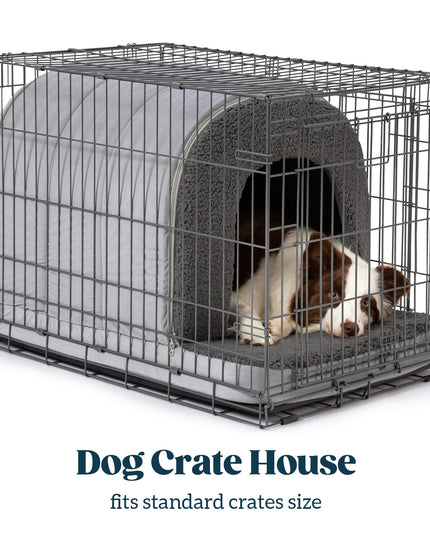 Pelzin Orthopedic Dog Bed House - Dog House Indoor with Egg-Crate Foam - Tent Bed with Waterproof Lining & Nonskid Bottom, Ideal for Extra Large Breeds & Fits 42-Inch Crate - 41"x27", Charcoal
