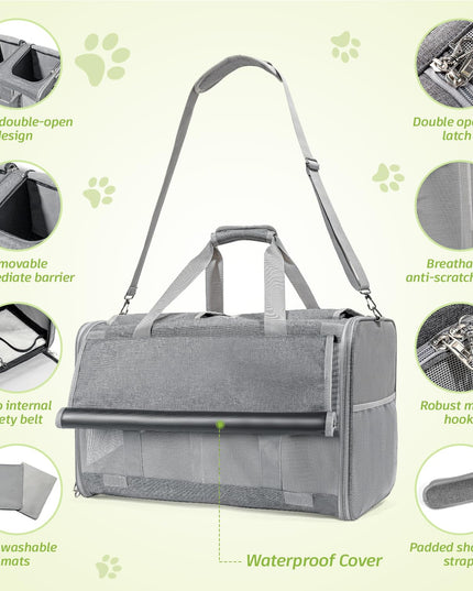 Sedioso Extra Large Cat Carrier for 2 Cats, 24x 14x 16in Pet Carrier for Cat and Dog Up to 40lbs, All-Sided Large Mesh Cat Carrier with Great Ventilation, Portable Soft Sided Pet Carrier for Traveling