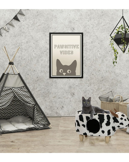 Critter Sitters 16-In. Seat Height Black-White Cow Animal Shape Pet House Ottoman - Furniture for Nursery, Bedroom, Playroom, and Living Room Decor