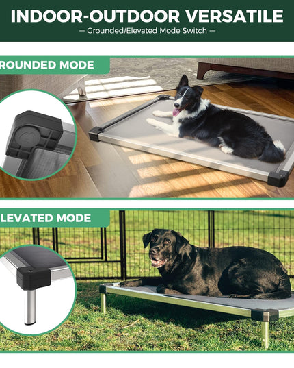 FXW TitanNest Chew-Proof Elevated Dog Bed, Padded Cot for Indoor/Outdoor/Camping Use, Durable & Washable Pet Bed for Large Dogs, 50-Inch, Grey
