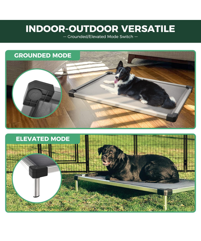FXW TitanNest Chew-Proof Elevated Dog Bed, Padded Cot for Indoor/Outdoor/Camping Use, Durable & Washable Pet Bed for Large Dogs, 50-Inch, Grey