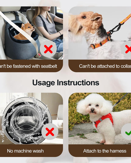 Adorepaw Dog Car Seats for Small Dogs, Luxury PU Leather Booster Seat for Dogs, Small Carseat, Can be Used as Dog Carrier Bag