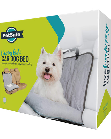 PetSafe Happy Ride Car Dog Bed - Best for Bucket Seats - Fits Cars, Trucks, Minivans and SUVs - Comfortable and Machine Washable - Durable Vehicle Pet Bed - Grey