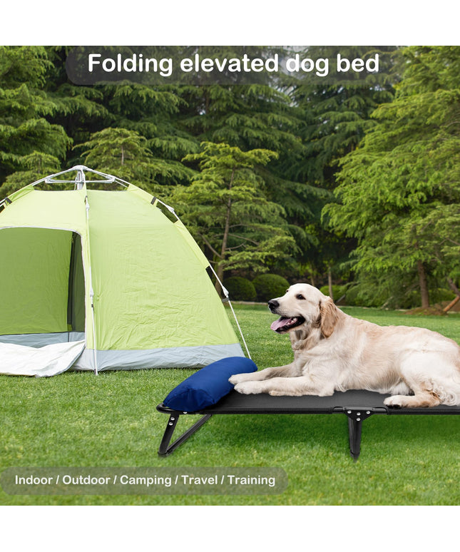CAREDPETS Raised Elevated Cooling Dog Bed Cot w/Bolster for Large Jumbo XL XXL Sized Dogs, Portable Foldable Indoor/Outdoor Cooling Pet Hammock, No Assembly Needed, 54x30x9 (Black)
