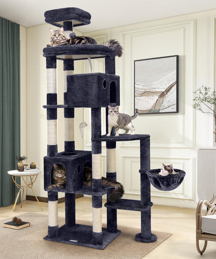 Globlazer F83 Giant Cat Tree, 83 inch Cat Tree for Indoor Cats Large Adult, XXL Cat Tower with 9 Scratching Posts for 20lb+ Heavy Duty Large Adult Cats, Dark Grey