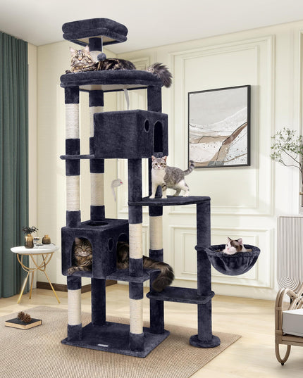 Globlazer F83 Giant Cat Tree, 83 inch Cat Tree for Indoor Cats Large Adult, XXL Cat Tower with 9 Scratching Posts for 20lb+ Heavy Duty Large Adult Cats, Dark Grey