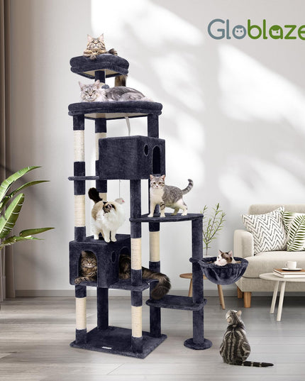 Globlazer F83 Giant Cat Tree, 83 inch Cat Tree for Indoor Cats Large Adult, XXL Cat Tower with 9 Scratching Posts for 20lb+ Heavy Duty Large Adult Cats, Dark Grey
