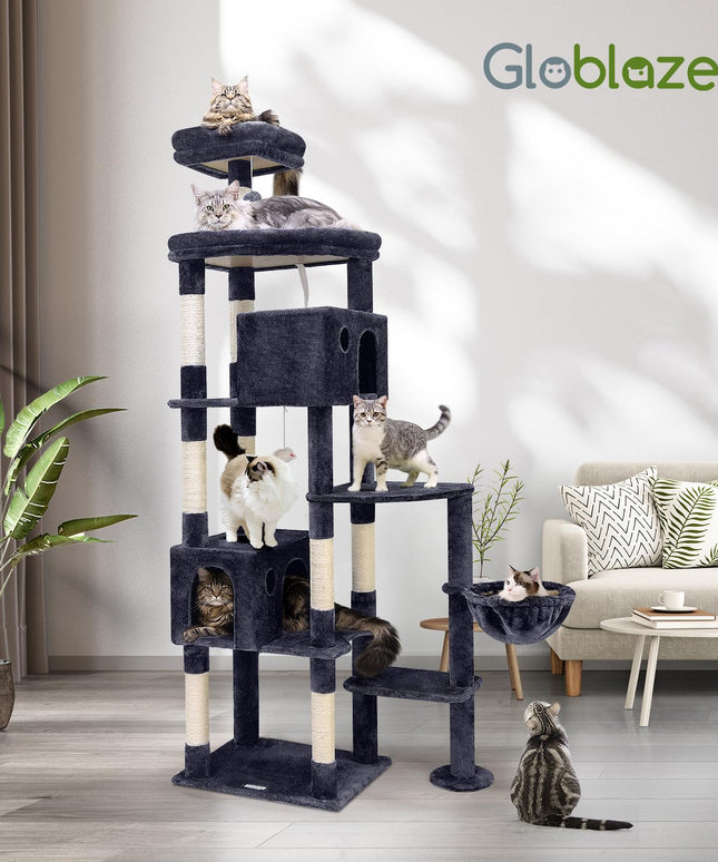 Globlazer F83 Giant Cat Tree, 83 inch Cat Tree for Indoor Cats Large Adult, XXL Cat Tower with 9 Scratching Posts for 20lb+ Heavy Duty Large Adult Cats, Dark Grey