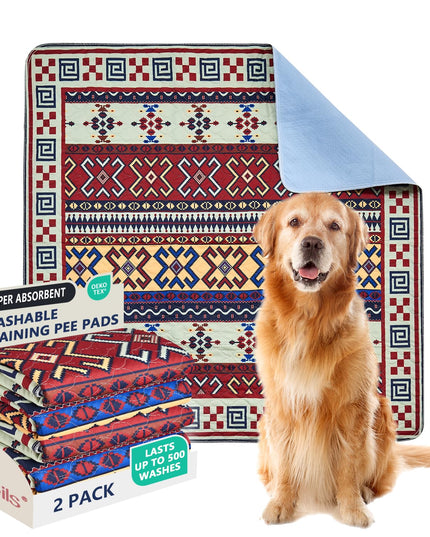 Qeils Washable Pee Pads, Reusable Puppy Pads Super Absorbent Leakproof Dog Training Pads, Non-Slip Wee Wee Pads for Crate, Floor, Potty Pads Feeding Mat Dog Pee 2 Pack 48"x48"