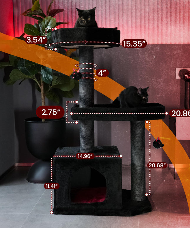 KONELCARE Gothic Cat Tree-Spooky Cat Tree with Coffin Bed,Cat Condo,Thick Scratching Post for Halloween