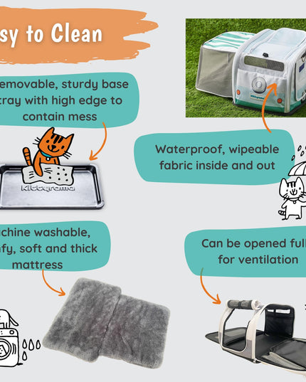 Kittyrama 2-in-1 Premium Cat Carrier & Hideaway. Calming Carrier for Anxious Cats. Recommended by Veterinarians. Airline Approved, Soft-Sided, Expandable & Collapsible,17" x 11" x 11", Easy to Clean