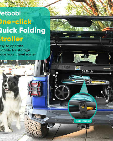 Petbobi Dog Stroller for Medium Dogs - Easy Fold Dual Entry Pet Stroller with One-Foot Brake, All Terrain Wagon Cart with Large Air Mesh, Ideal for Large Senior Pets up to 80 lbs, Green