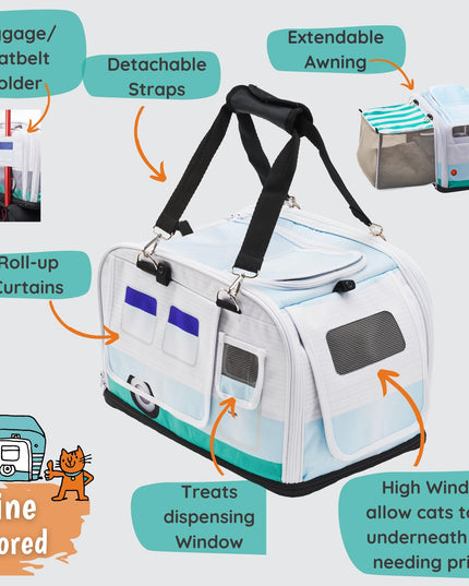 Kittyrama 2-in-1 Premium Cat Carrier & Hideaway. Calming Carrier for Anxious Cats. Recommended by Veterinarians. Airline Approved, Soft-Sided, Expandable & Collapsible,17" x 11" x 11", Easy to Clean