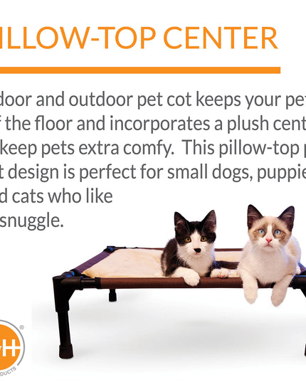 K&H Pet Products Comfy Pet Cot Elevated Pet Bed Chocolate/Tan Small 22 X 17 X 7 Inches