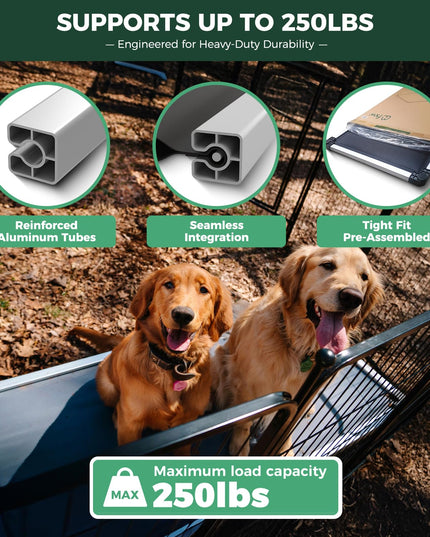 FXW TitanNest Chew-Proof Elevated Dog Bed, Padded Cot for Indoor/Outdoor/Camping Use, Durable & Washable Pet Bed for Large Dogs, 50-Inch, Grey