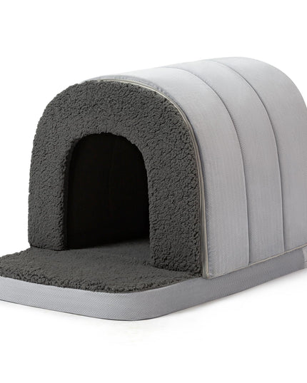Pelzin Orthopedic Dog Bed House - Dog House Indoor with Egg-Crate Foam - Tent Bed with Waterproof Lining & Nonskid Bottom, Ideal for Extra Large Breeds & Fits 42-Inch Crate - 41"x27", Charcoal