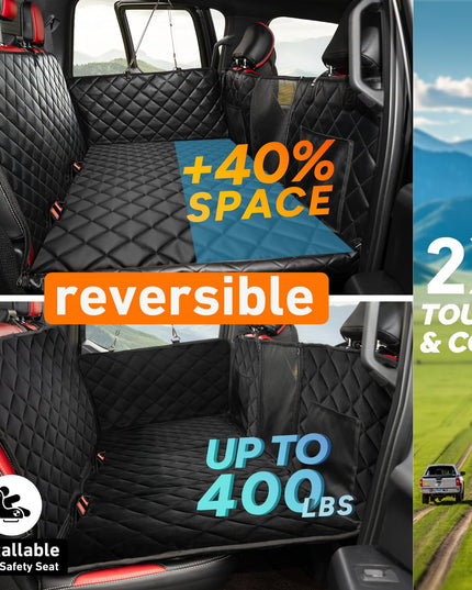 Bearcover Hard Bottom Car Seat Cover for Dogs, PU+Plush Dog Car Seat Cover for Back Seat, Waterproof Backseat Extender for Dogs in Car, Large Pet Hammock Bed with Rear Door Protector for Car SUV Truck