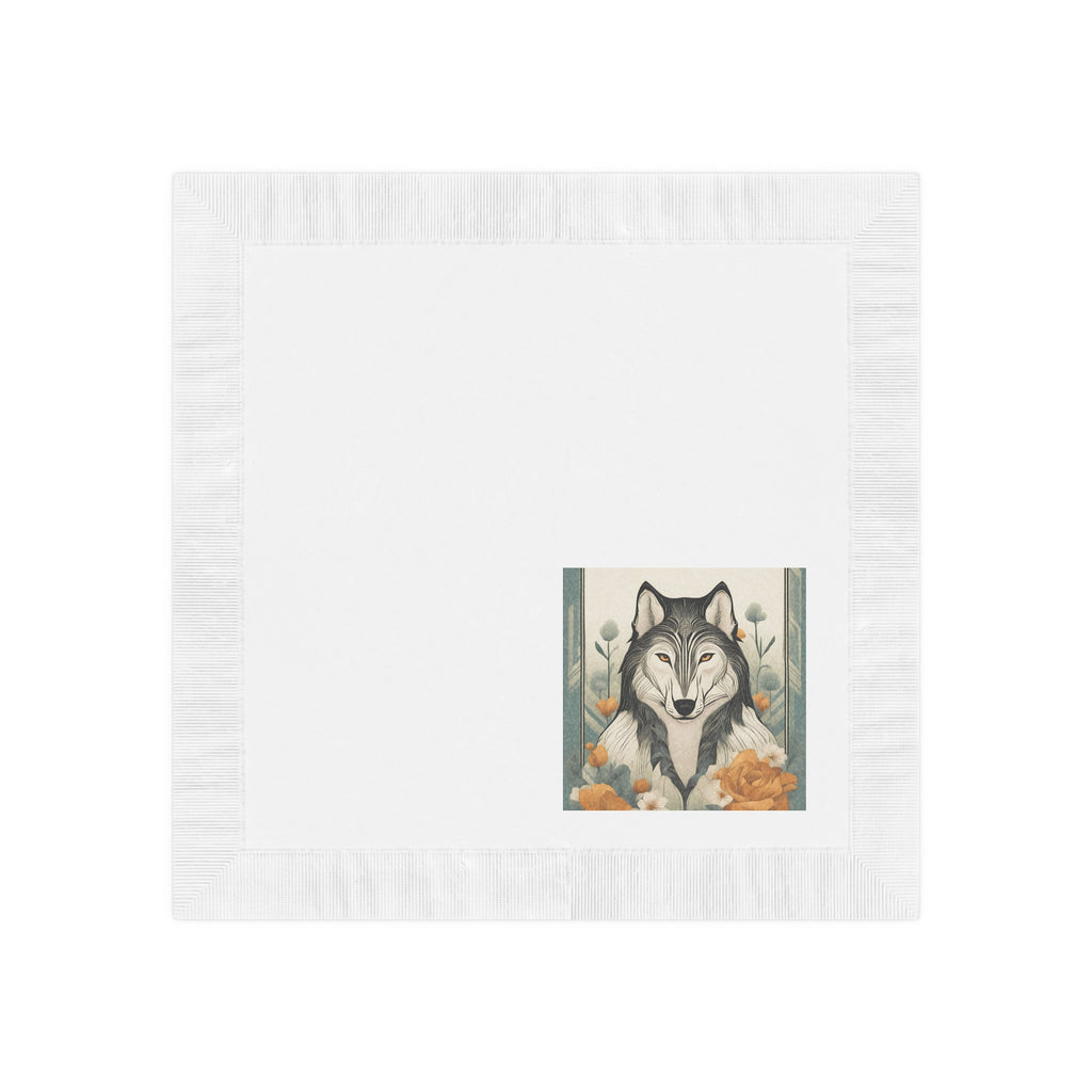 Orange-Eyed Wolf Floral Napkins