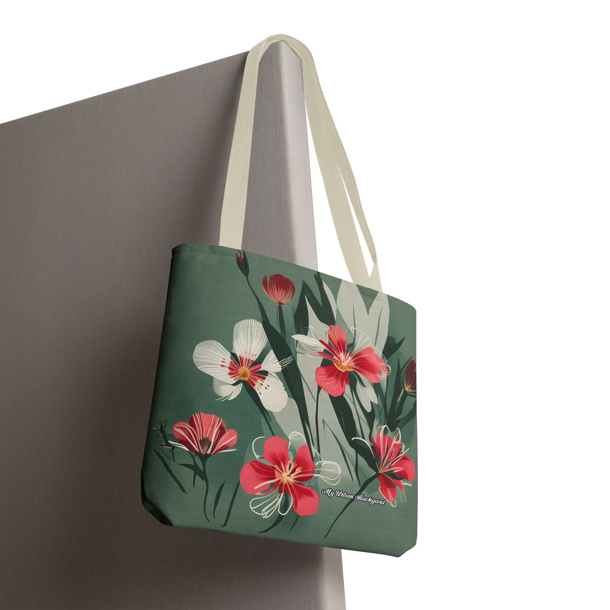 White and Red Wildflowers Tote Bag with Cotton Handles For Everyday Use, 3 Sizes