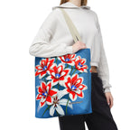 Bouquet of Red White and Blue Flowers Tote Bag with Cotton Handles For Everyday Use, 3 Sizes