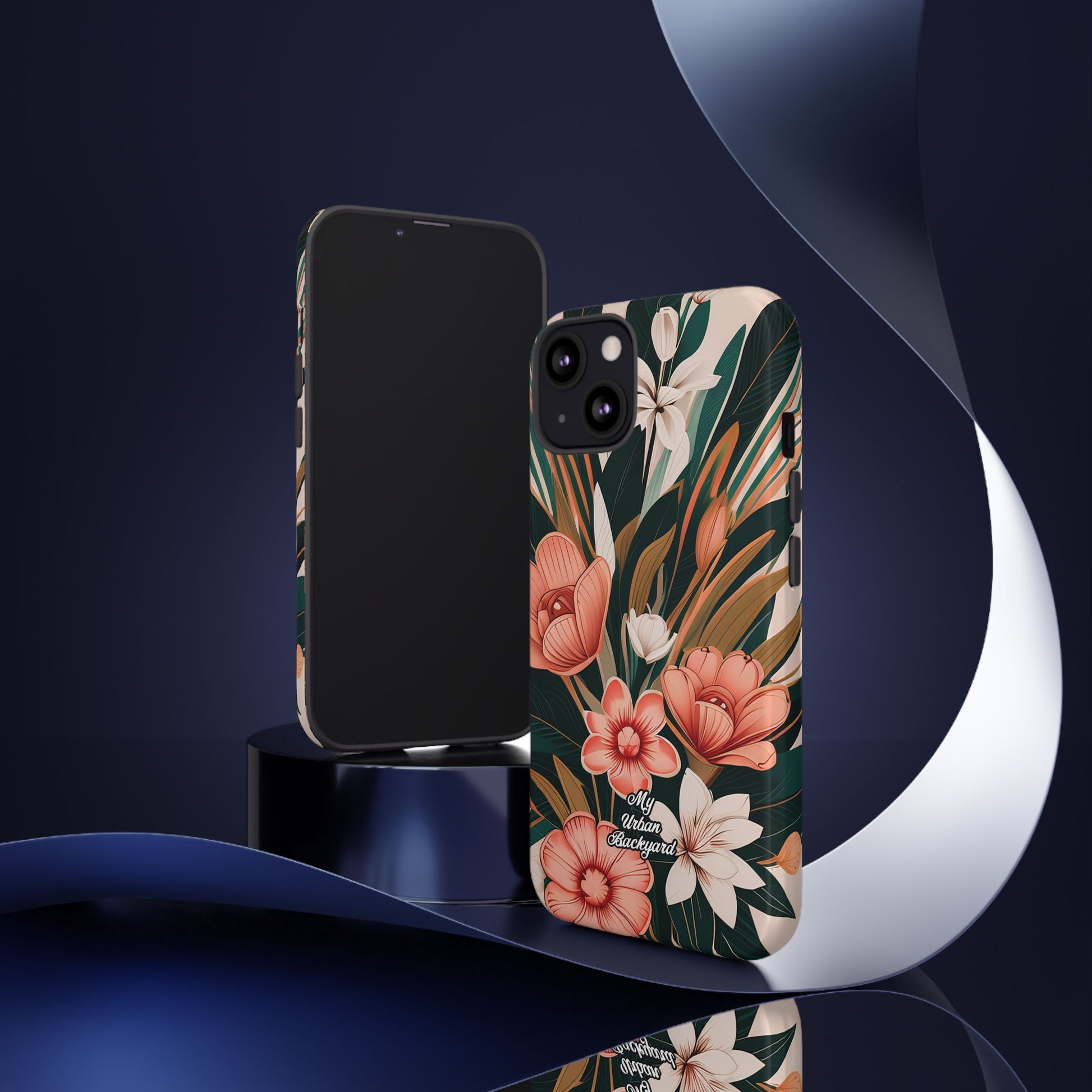 Peach Art Deco Flowers, Cell Phone Case - Apple, Samsung, Google Pixel