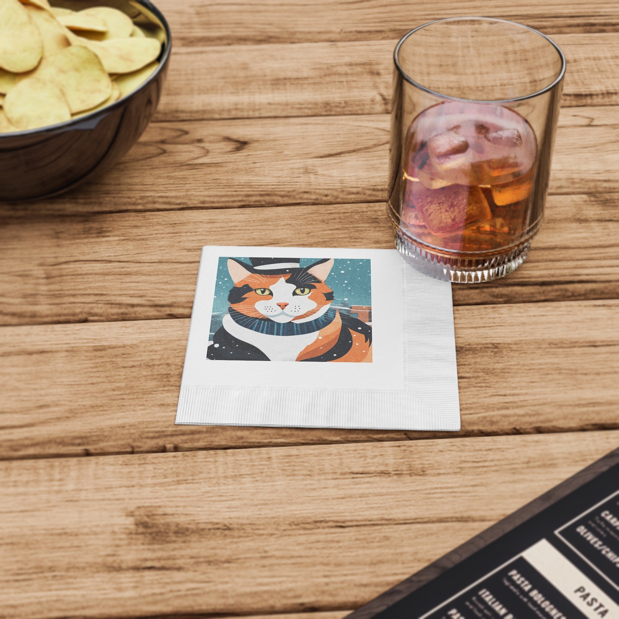 Winter Calico Cat Napkins