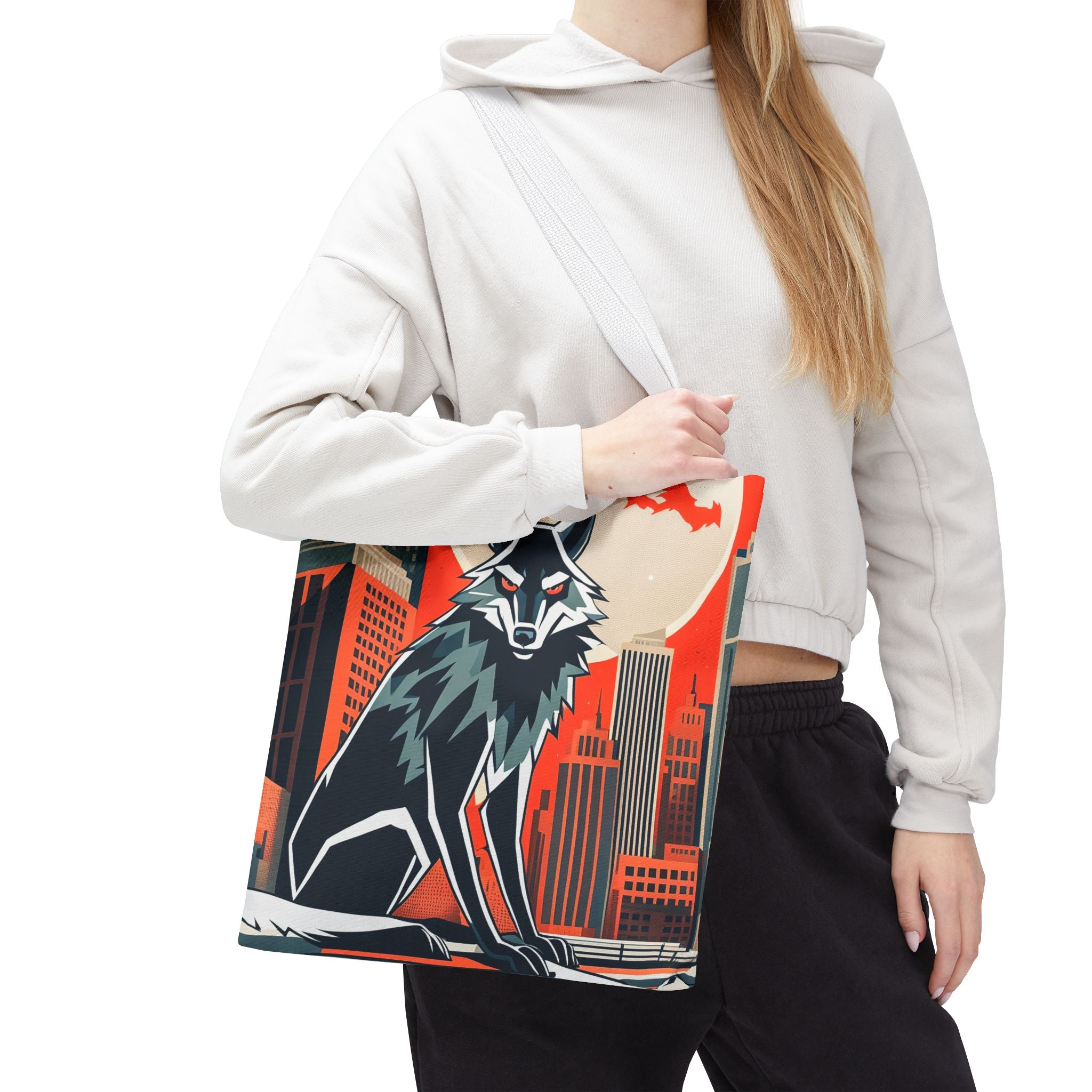 City Wolf Tote Bag, Tote with Cotton Handles For Everyday Use, 3 Sizes