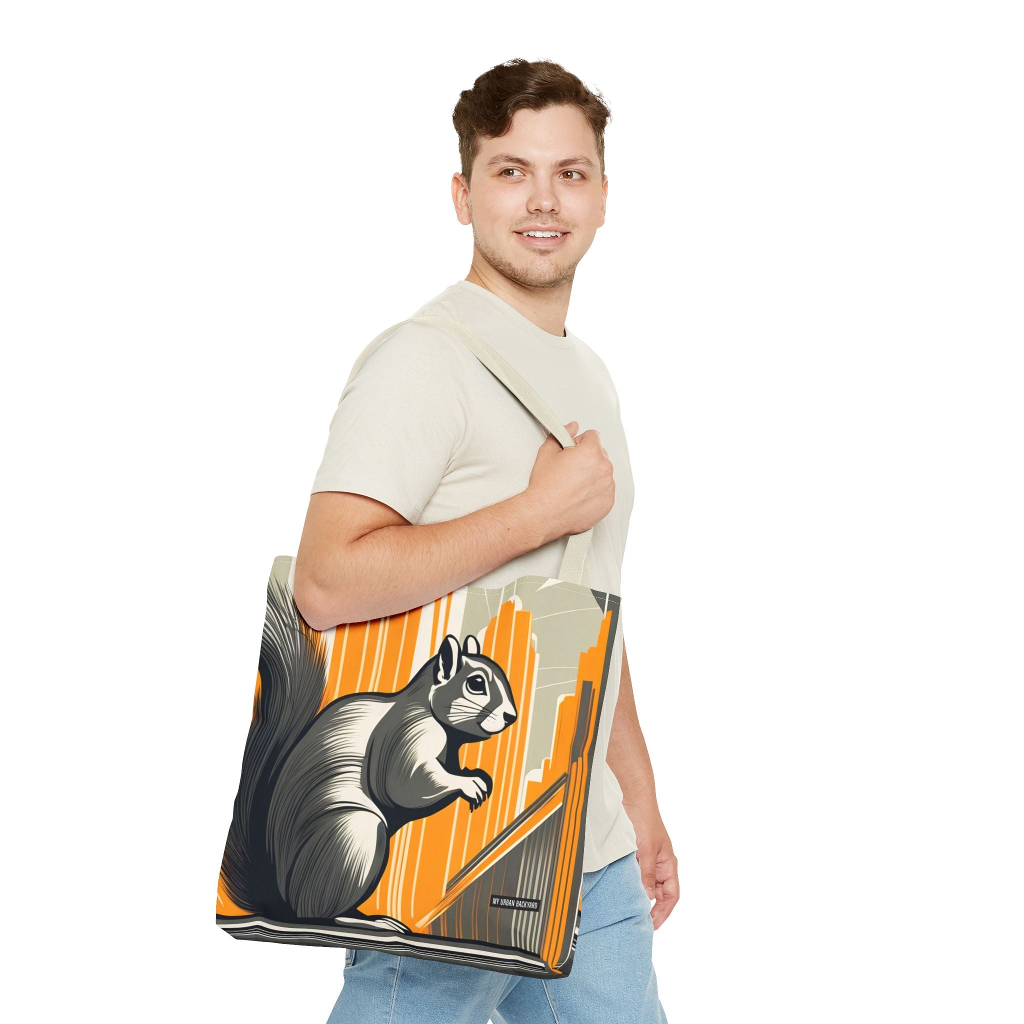 Art Deco Squirrel, Everyday Tote Bag w Cotton Handles