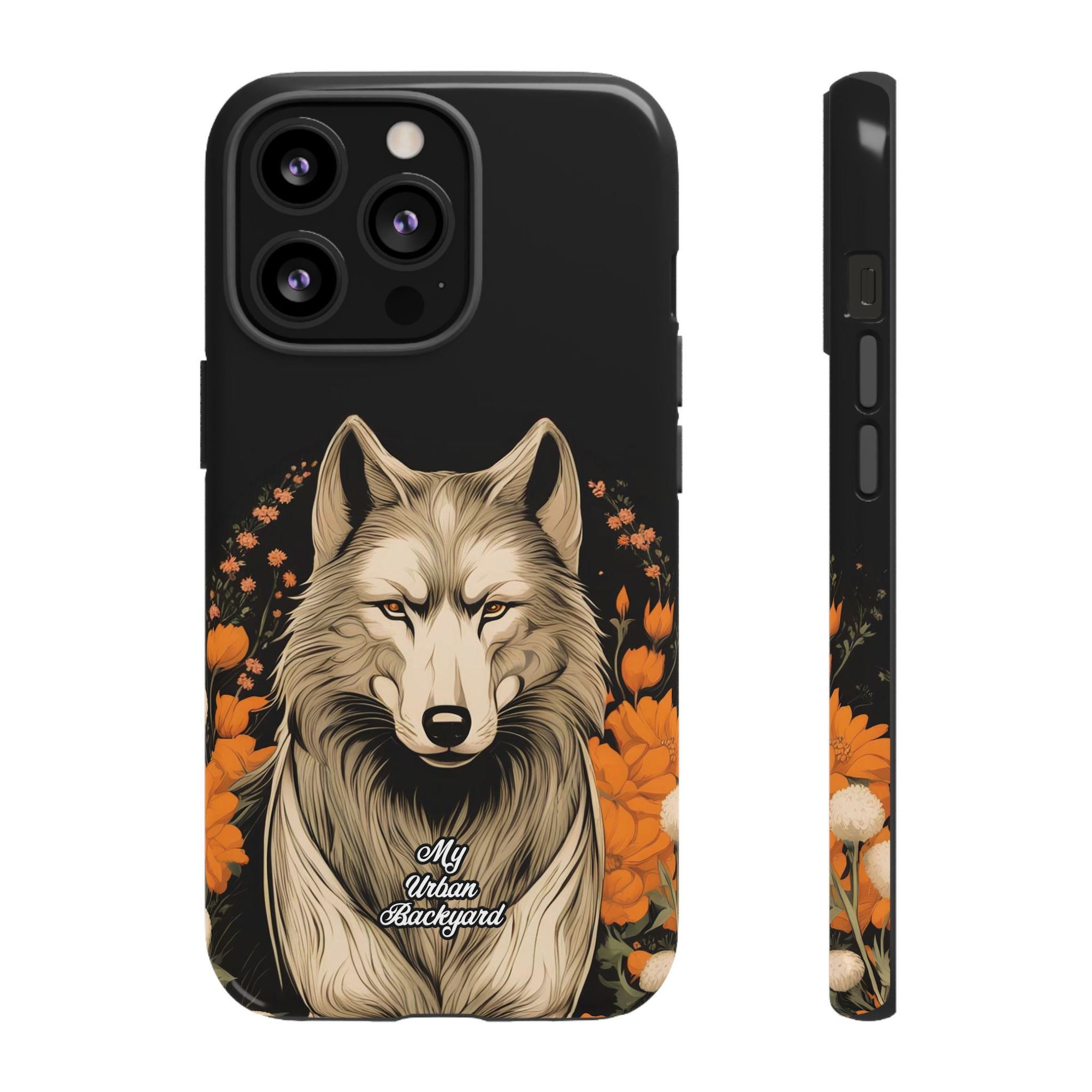 Wolf with Flowers, Animal Cell Phone Case - Apple, Samsung, Google Pixel